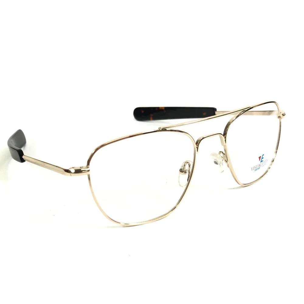 Visual Eyes Eyeglasses Frames STEALTH Y.GOLD Yellow Gold Military 52-19-140